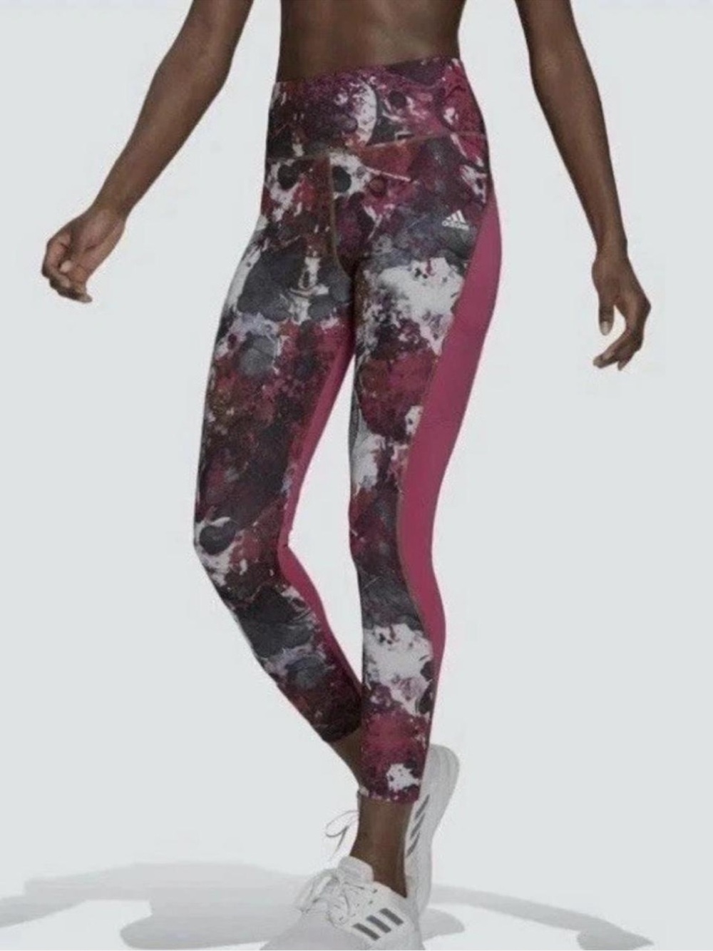 Adidas X Zoe Saldana Fuchsia Pink Abstract Print AEROREADY 718 Tights Medium
